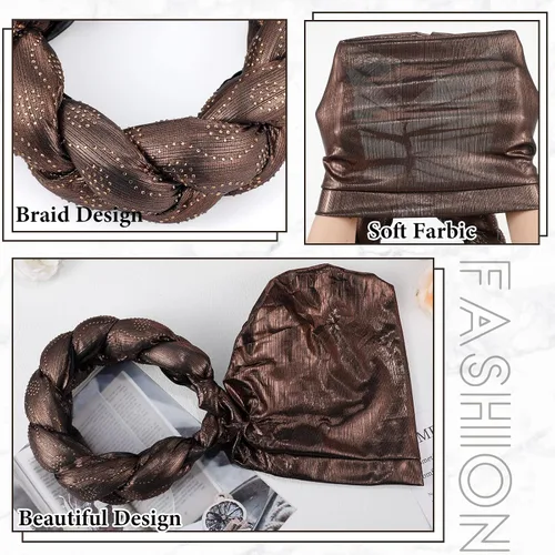 Miniatura 2 de 6 unidades de turbante africano para mujeres negras, gorro trenzado elástico africano para el cabello trenzado
