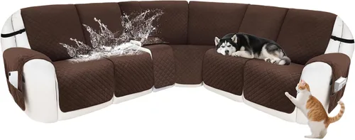 Miniatura 27 de Fundas para sofá modular reclinable, de terciopelo en forma de L, funda de consola central para perros y mascotas, lavable antideslizante, 1 funda