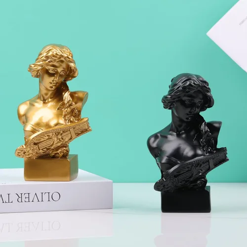 Miniatura 7 de LCCCK Estatua de busto de mitología griega negra de 6 pulgadas de alto, estatua de Afrodita de resina y escultura para decoración de habitación