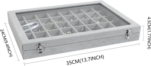 Miniatura 38 de Wuligirl - Joyero organizador de terciopelo para aretes, collares y pulseras con tapa transparente de exhibición, almacenamiento de joyas