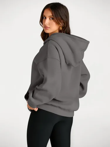 Miniatura 106 de Trendy Queen - Sudaderas extragrandes con capucha para mujer, suéteres de manga larga, sin botones, de vellón, de otoño, ropa de invierno