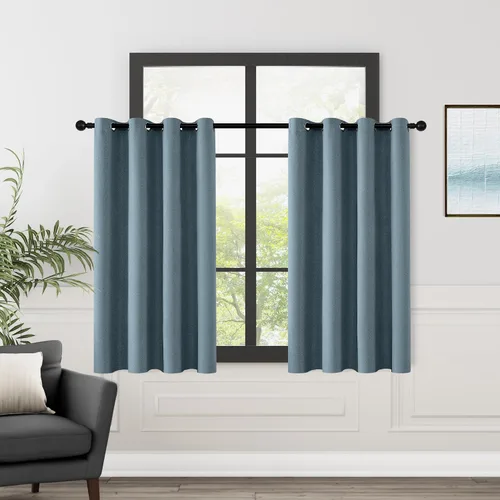 Miniatura 33 de ChrisDowa Cortinas 100% Opacas de Abedul Sólido de 45 Pulgadas de Largo, 2 Paneles para Dormitorio y Sala de Estar, Estilo Granja Oscurecedoras
