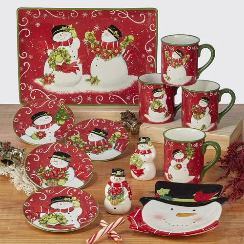 Miniatura 7 de Certified International Holiday Magic Snowman - Juego de 4 platos de postre/ensalada de 9 pulgadas