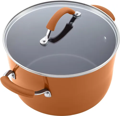 Miniatura 12 de Rachael Ray Cucina - Juego de ollas y sartenes antiadherentes, 12 piezas, color naranja calabaza Naranja (Pumpkin Orange)
