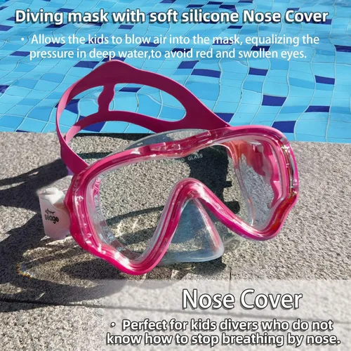 Miniatura 6 de Seago Gafas de natación para niños, máscara de buceo para jóvenes (5-15), antivaho 180° visión clara Rosa