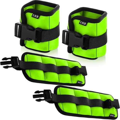 Miniatura 18 de Hollowfly 2 pares de pesas de tobillo y muñeca para ejercicios terrestres o acuáticos, puños acuáticos, bandas de fitness de aeróbicos acuáticos Azul