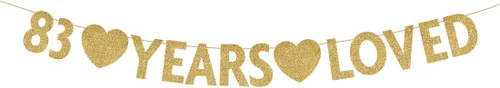 Miniatura 7 de Cartel dorado de feliz cumpleaños número 83, purpurina para mujer u hombre de 83 años, decoraciones para fiestas