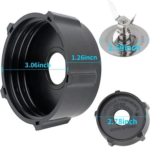 Miniatura 6 de Piezas de repuesto de 5 tazas con tapa cuadrada de vidrio con cuchilla, compatible con licuadora Oster Classic Series y licuadora Osterizer