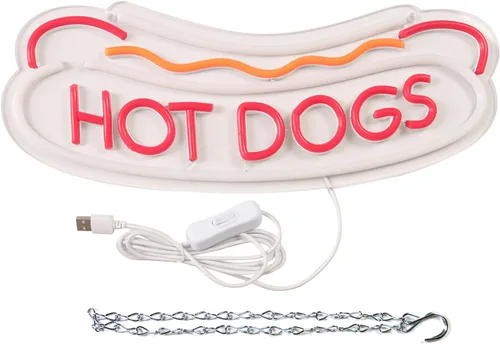 Miniatura 4 de Balanar Señales de neón de PERROS CALIENTES para decoración de pared, luces de neón para PERROS CALIENTES, letreros LED de negocios adecuados