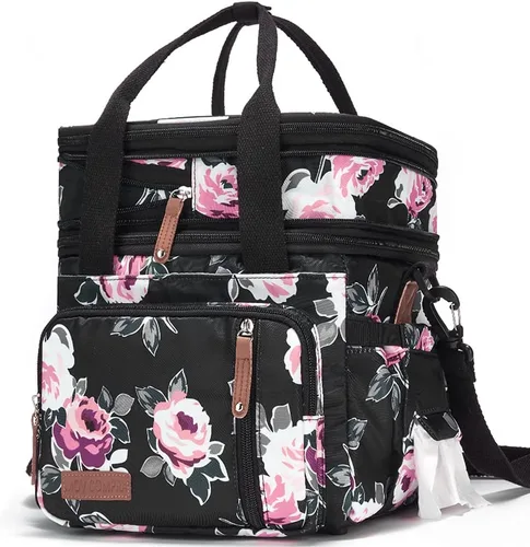 Miniatura 13 de MOV COMPRA Bolsas de almuerzo para hombres y mujeres, lonchera negra para adultos, para el trabajo, ampliable, a prueba de fugas, doble cubierta