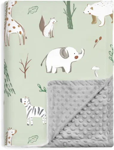 Miniatura 9 de BORITAR Manta de bebé para niños y niñas, súper suave de doble capa de minky con respaldo punteado, encantadora manta con diseño de animales