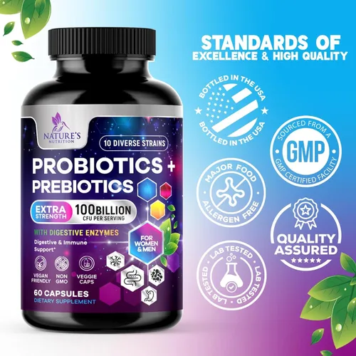 Miniatura 4 de Probióticos 100 mil millones de UFC por porción, 10 cepas premium + prebióticos, el mejor suplemento probiótico para mujeres y hombres, apoya