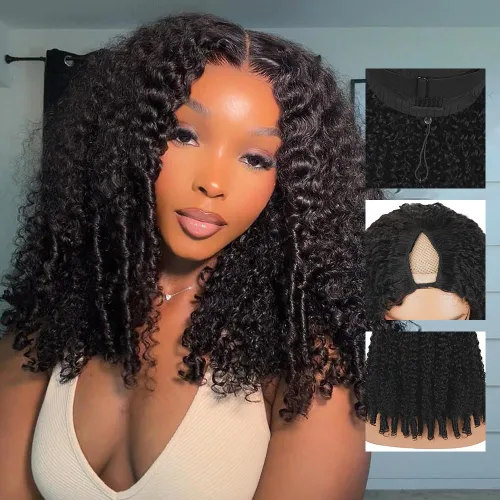 Miniatura 10 de CHEETAHBEAUTY Pelucas con camino en V de cabello humano de 10 pulgadas sin dejar salir el encaje frontal; mejora de las pelucas con camino en U