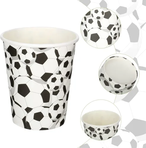 Miniatura 4 de Teling 100 vasos de papel desechables para fiestas temáticas de fútbol, 9 onzas, para suministros deportivos, decoración para beber para regalos