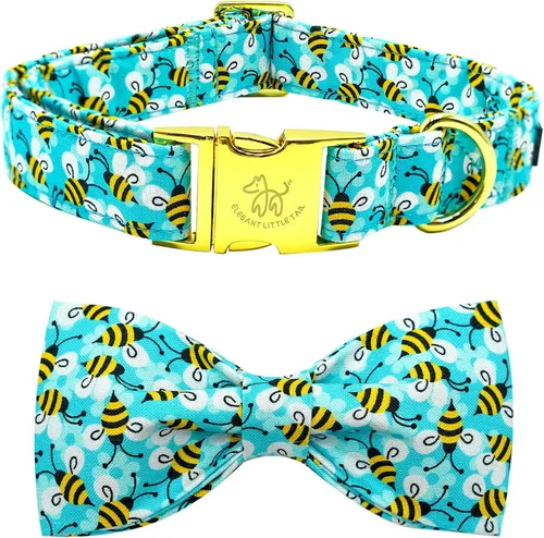Miniatura 8 de Collar para perro Elegant Little Tail con moño, estampado de pepinillos, collar de moño lindo para perros pequeños eneldo