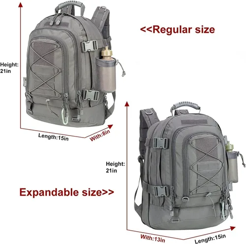 Miniatura 2 de Mochila táctica militar expandible 40-64L Bolsa de 3 días Senderismo Gimnasio Deporte Camping Gris