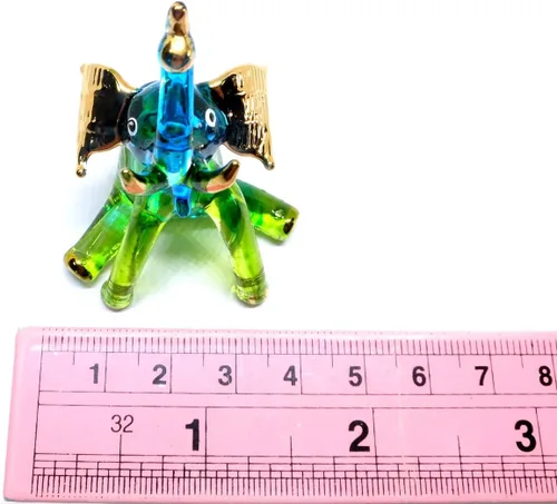 Miniatura 6 de Paquete de 2 figuras de elefante de cristal soplado de 2 pulgadas hechas a mano, figuras de elefante sentado y de pie, ideas coleccionables