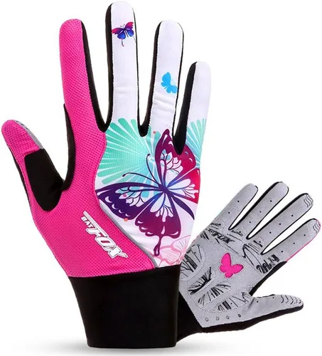 Full Finger Gel Guantes de Ciclismo para Niñas Pantalla Táctil Deporte Mujer Medio Dedo Montaña Road Guantes Bicicletas Manoplas Rosa