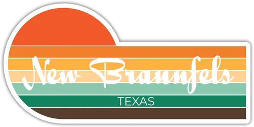 New Braunfels Texas - Adhesivo decorativo retro vintage, diseño estético de los años 70