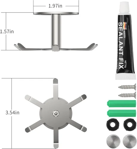 Miniatura 6 de 2 ganchos giratorios para debajo del gabinete, soporte giratorio para utensilios de cocina de acero inoxidable 304, estante colgante para utensilios