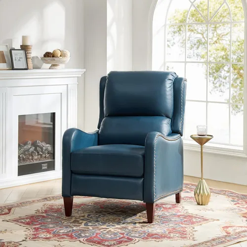 Miniatura 38 de HULALA HOME Silla Reclinable de Cuero Genuino, Sillón Reclinable Moderno de Empuje hacia Atrás con Asiento Grueso, Respaldo y Reposapiés, Decoración
