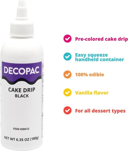 Miniatura 4 de DecoPac Goteo de pastel, color negro, sabor a vainilla, chocolate mate, 6.35 onzas