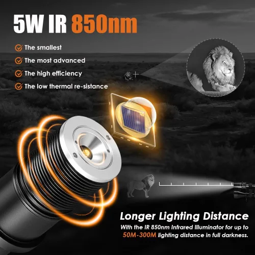 Miniatura 8 de 1605 850nm IR iluminador linterna luces para visión nocturna Zoomable LED linterna infrarroja luz recargable iluminador con enfoque rápido e
