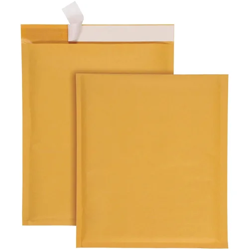 Quality Park Sobres de burbujas con etiquetas de correo, tira roja, marrón kraft, 9 x 12, 10 por caja, (QUA85690)