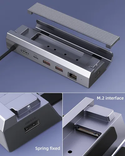 Miniatura 8 de Base de vapor M.2, estación de acoplamiento para Steam Deck OLED/ROG Ally/Legion Go (S)/ROG Xbox Ally, con HDMI (4K @60Hz), Gigabit Ethernet, 3