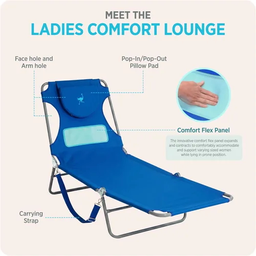 Miniatura 7 de Silla plegable Ostrich para damas, tumbona de playa, camping, piscina, bronceado, color aqua