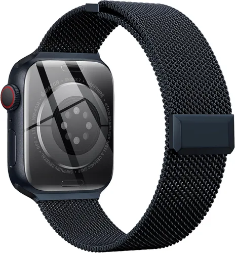 Miniatura 18 de EPULY Compatible con Apple Watch Band de 1.496 pulgadas, 1.575 pulgadas, 1.614 pulgadas, 1.654 pulgadas, Series 10 11, correas de malla de acero