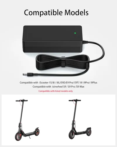 Miniatura 4 de VHBW Cargador de 42V 2A para iScooter i9, i9 Pro, i8, i8L, 1S Cargador eléctrico para scooter compatible con isinwheel S9/S9 Pro/S9 Max