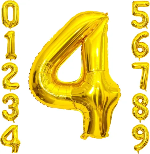 Miniatura 131 de SINBEE Globo dorado del número 10, papel de aluminio Mylar de 40 pulgadas, decoración de fiesta reutilizable para cumpleaños, aniversario, Oro