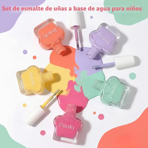 Miniatura 7 de Dmsky Juego de esmaltes de uñas para niños, 18 colores de esmalte de uñas pelable a base de agua de secado rápido para niños, kit de esmalte de uñas