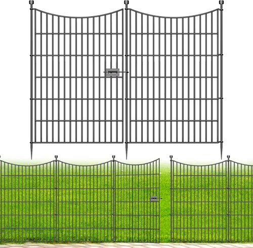 Miniatura 7 de 5 paneles de valla para perros sin excavación al aire libre para patio, 24 pulgadas (alto) x 10 pies (largo), valla decorativa alta de jardín