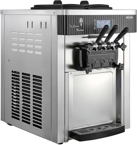 Miniatura 9 de VEVOR Máquina de helados comercial, rendimiento de 20-28 L/H, 2200 W 3 sabores para encimera de helado suave con 2 tolvas de 6 L y agitación