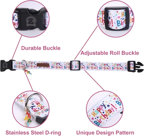 Miniatura 3 de MR. CHUBBYFACE - Collar de cumpleaños para perro con patrones, suave, ajustable, para perros pequeños, medianos y grandes