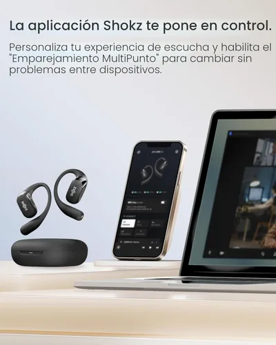 Miniatura 9 de SHOKZ Nuevos auriculares OpenFit 2+ de oreja abierta, habilitados para Dolby Audio, cómodos auriculares con ganchos suaves para los oídos, tiempo