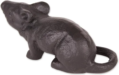 Miniatura 2 de Zingz & Thingz Tope decorativo de puerta de metal, rata, 6.5x2.9x2.5