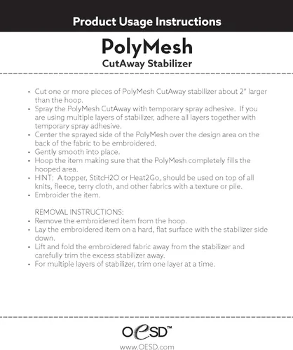 Miniatura 3 de OESD Polymesh - Estabilizador de bordado, rollo de 10" x 10 yardas