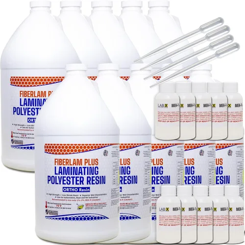 Miniatura 10 de FIBERLAM Plus 1-10G Resina de poliéster 1-10 galones +endurecedor MEKP; revestimiento de baja viscosidad para laminado de estera/biaxial/tela