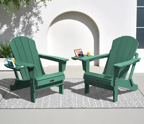 Miniatura 78 de SERWALL - Silla plegable Adirondack para patio, jardín, exterior, resistente a la intemperie, sillas para hoguera, color naranja