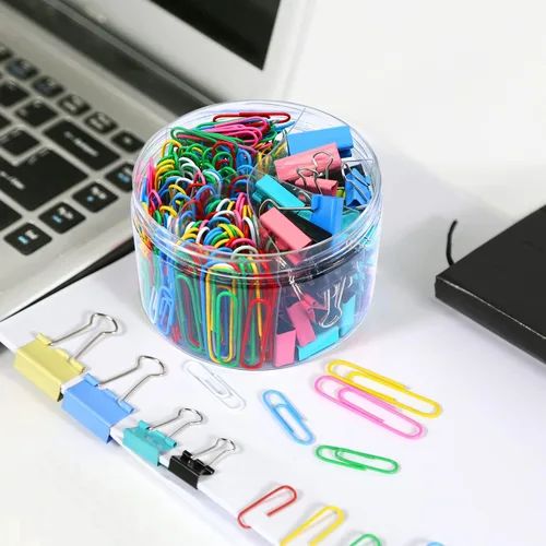 Miniatura 4 de Clips de papel y clips de carpeta, 340 piezas de clips de papel y clips de carpeta de tamaños surtidos, clips de papel de colores grandes, medianos