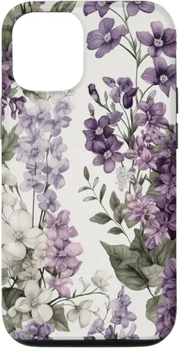 Miniatura 27 de Funda para iPhone XR White Violet Purple Lavender Lilac Floral con flores botánicas