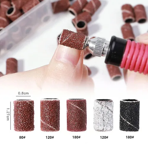 Miniatura 2 de Bandas de lijado – Bandas de lijado para arte de uñas – Yimart 210 unids/caja 80# 120 # 180# Bandas de lijado de uñas eléctricas para máquina