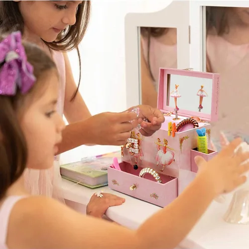 Miniatura 3 de Caja de música con diseño de bailarinas de ballet Ballet Friends, Bailarina, Rosado