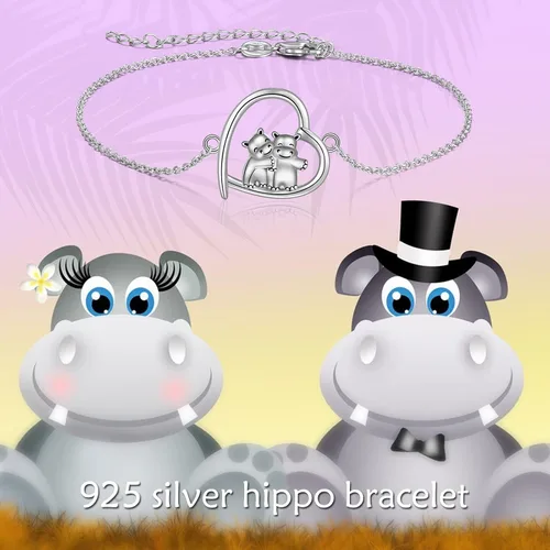Miniatura 6 de Pingüinoconejillo de indiashipopótamomano de hamsadinosauriogatolibélulacorazónmontañasetaárbol de la vidapulseras de pingüinos regalos de plata