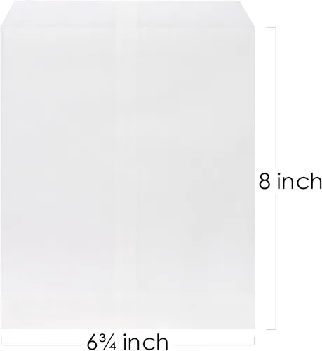 Miniatura 3 de Quotidian Bolsas de papel kraft grandes a prueba de grasa de 6 3/4 pulgadas x 8 pulgadas (6.7 x 8.0 in) paquete de 100 – recuerdos de fiesta, Blanco