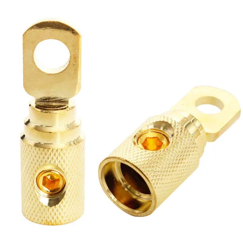 Conector de terminal de batería de audio para automóvil, latón puro, chapado en oro, calibre 4, reductores de entrada de amplificador de audio para