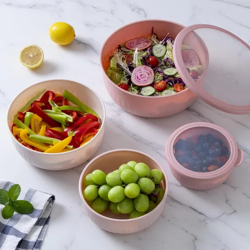 Miniatura 86 de COOK WITH COLOR Tazones de preparación con tapas - Juego de tazones pequeños de mezcla de plástico anchos y profundos anidables con tapas, juego